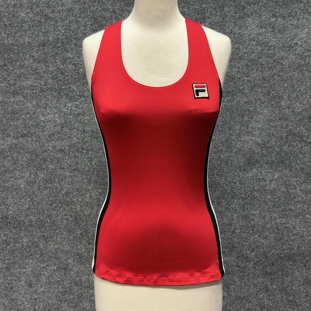 Fila Tank Top Womens Small Red White Black Colorblock Built In Bra Tennis
